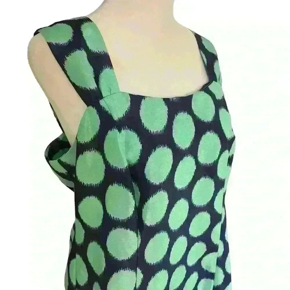 Dana Kay Midi Dress Size 10 Navy w Green Polka Dot Party Brunch Shower Cocktail - Picture 3 of 8
